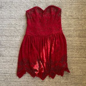 Kimchi Blue red embroidered mini dress (size 2)